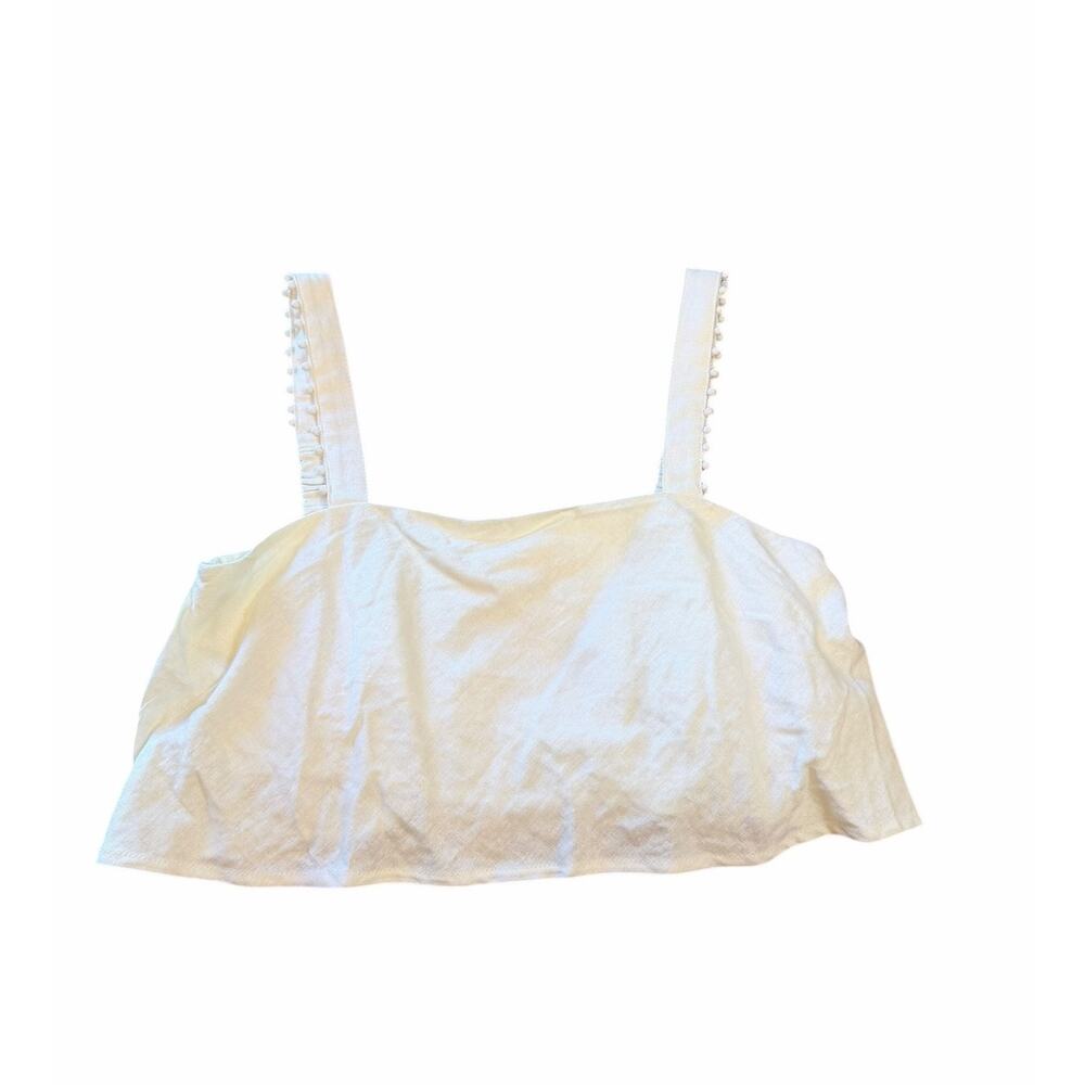 House of Harlow Linen Blend Crop Tank Top Bra Top Off White Women's Size 8